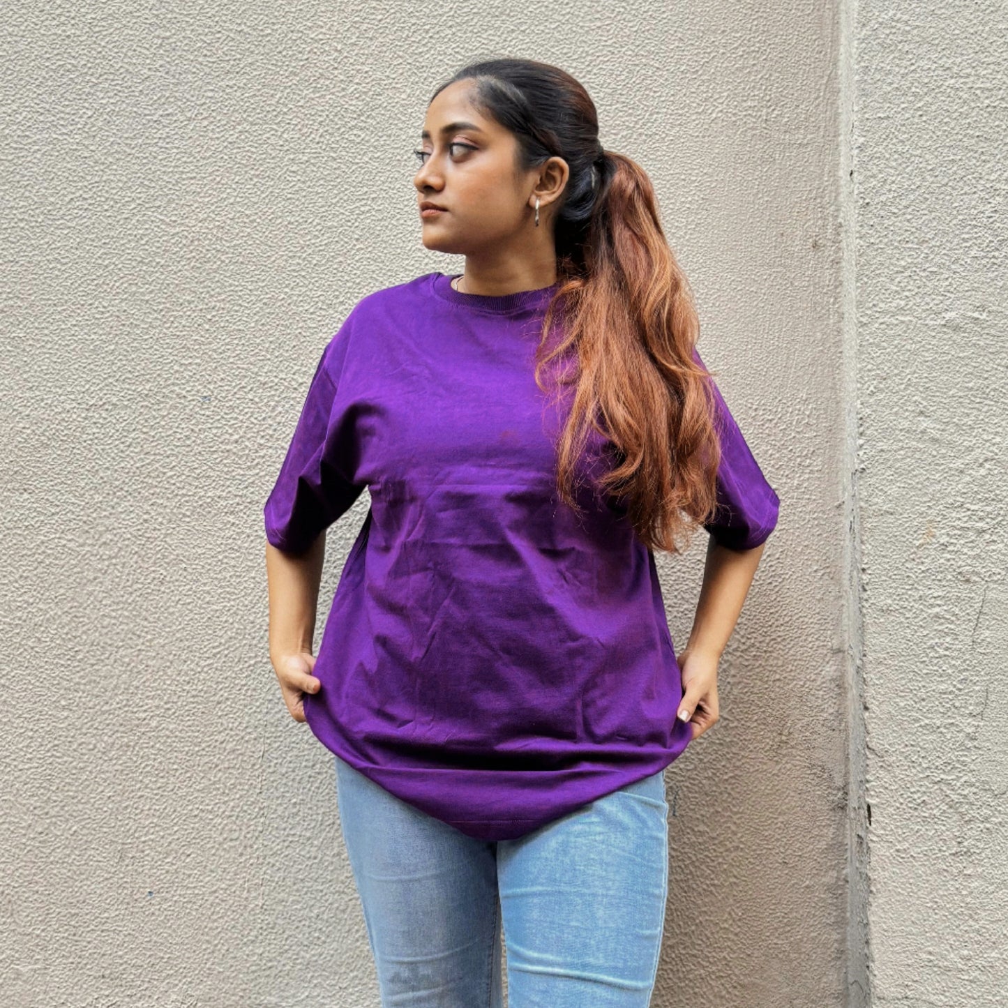 Solid : Purple Oversized T-Shirt