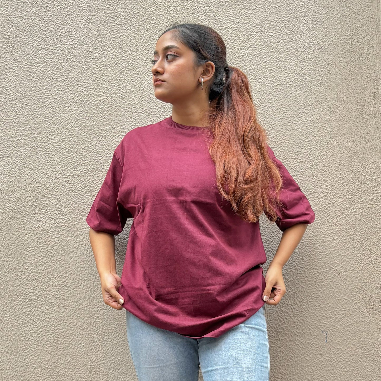 Solid : Maroon Oversized T-Shirt