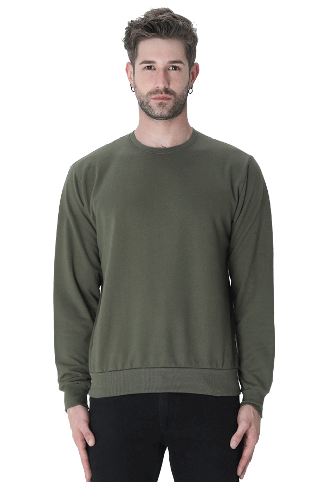 Solid Sweatshirt: Olive Green